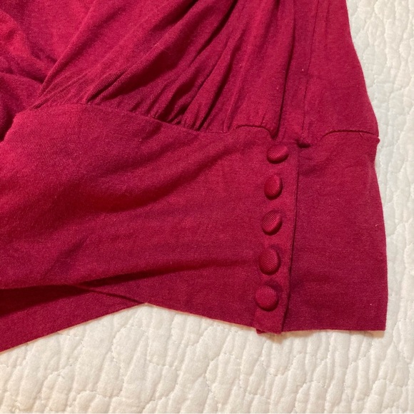 Marisa Christina Red Draped Cap Sleeve Blouse | Soft & Comfy | Summer Parties - Picture 7 of 8